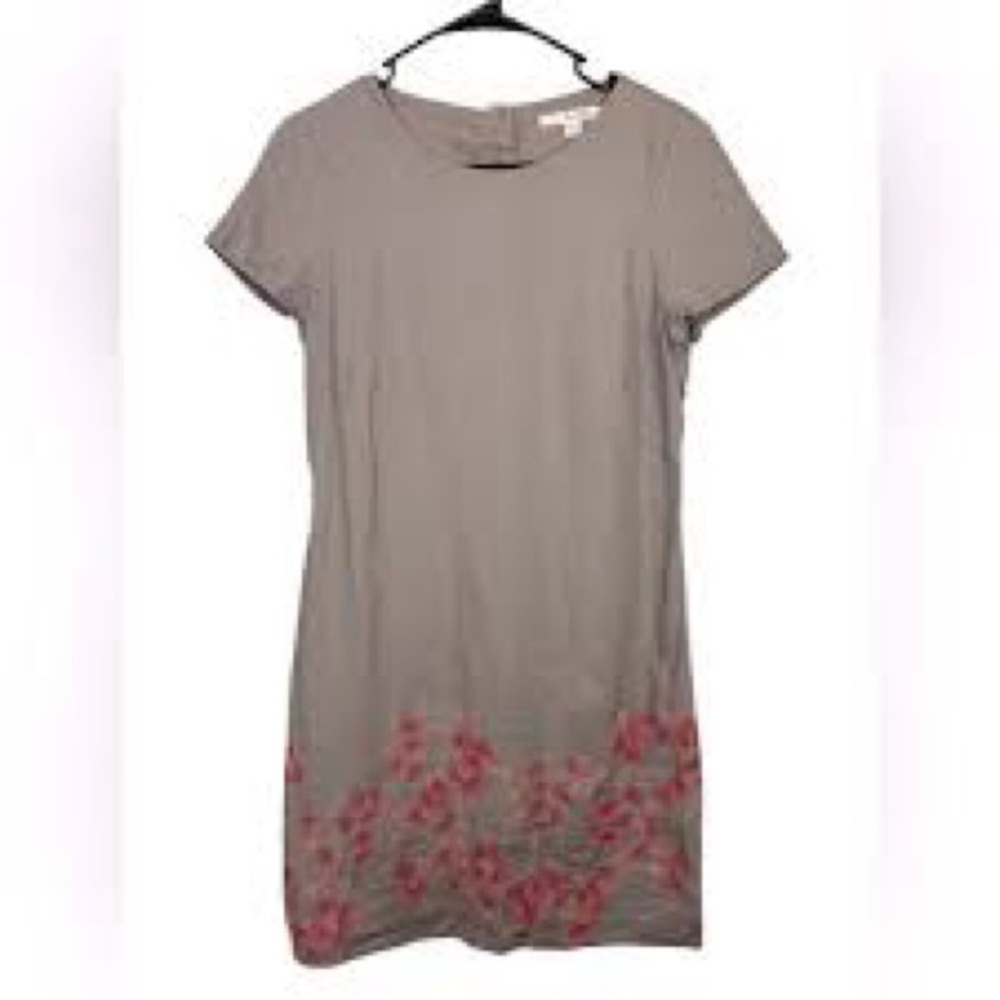 Boden linen dress with pink embroidered flowers size 10 excellent condition